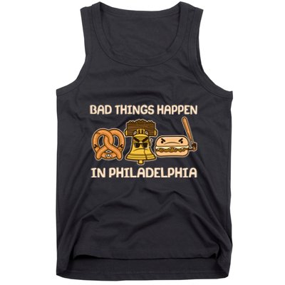 Bad Things Happen in Philadelphia Pretzel Liberty Bell Cheesesteak Tank Top