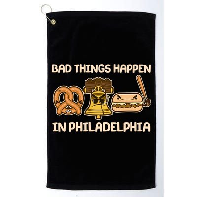 Bad Things Happen in Philadelphia Pretzel Liberty Bell Cheesesteak Golf Towel