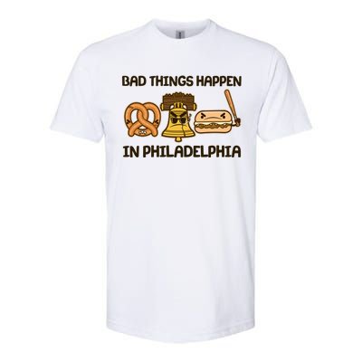 Bad Things Happen in Philadelphia Pretzel Liberty Bell Cheesesteak Softstyle CVC T-Shirt