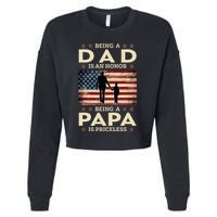 Being A Dad Is An Honor Being A Papa Is Priceless Cropped Pullover Crew