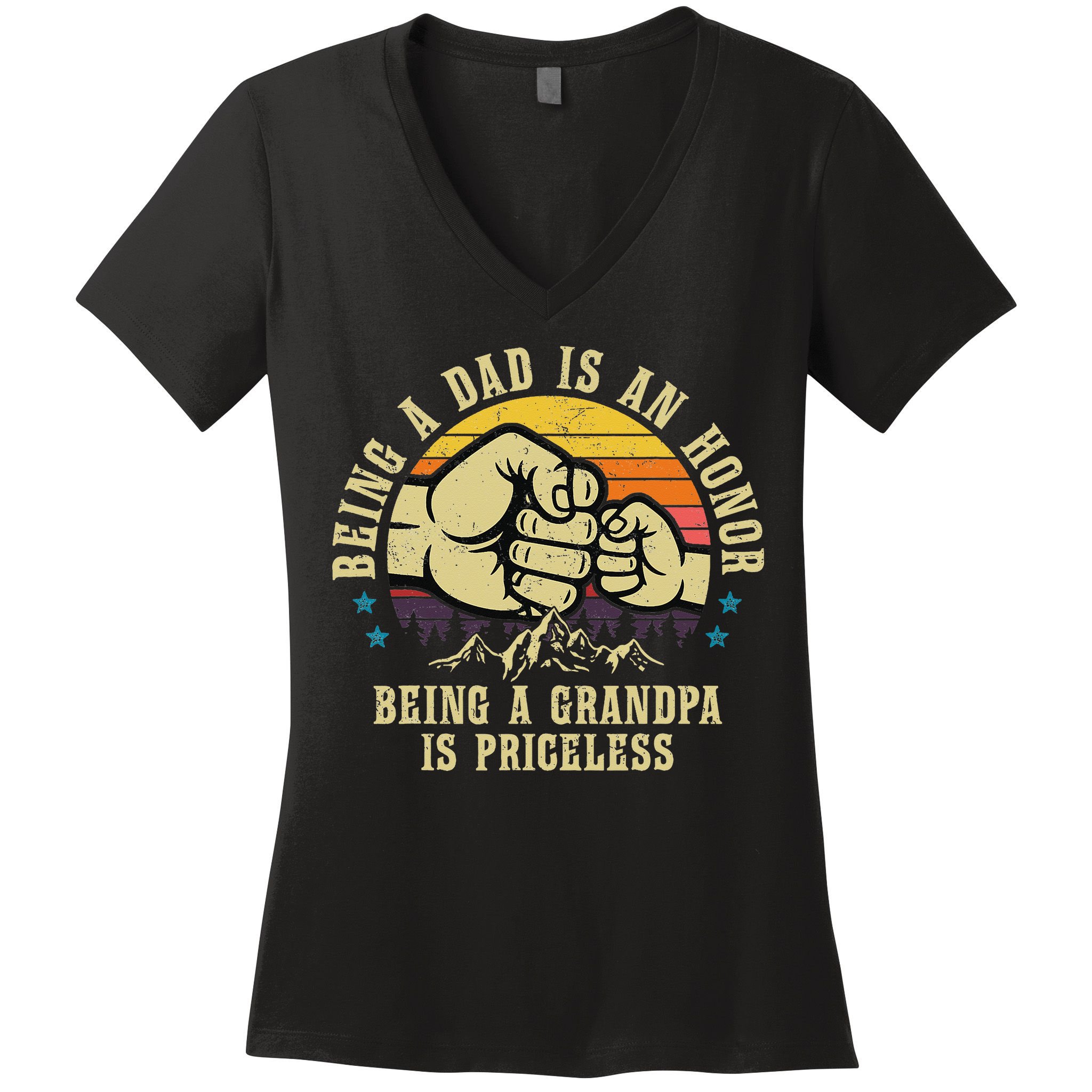 Being A Dad Is An Honor Being A Grandpa Is Priceless Women's V-Neck T-Shirt