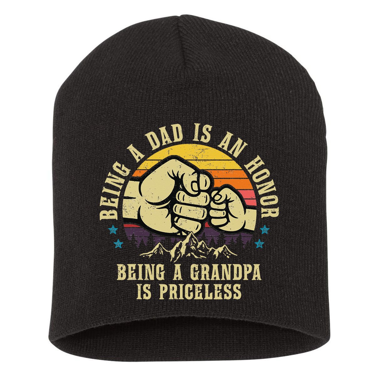Being A Dad Is An Honor Being A Grandpa Is Priceless Short Acrylic Beanie