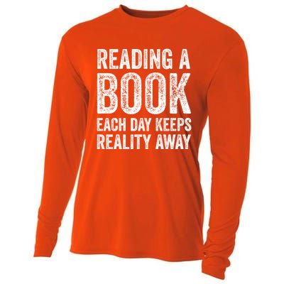 Book A Day Keeps Reality Away Avid Book Reader Gift Cooling Performance Long Sleeve Crew