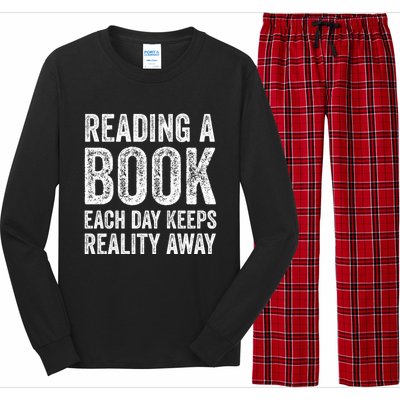 Book A Day Keeps Reality Away Avid Book Reader Gift Long Sleeve Pajama Set