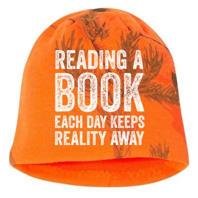 Book A Day Keeps Reality Away Avid Book Reader Gift Kati - Camo Knit Beanie