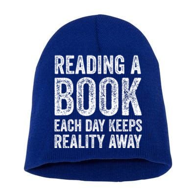 Book A Day Keeps Reality Away Avid Book Reader Gift Short Acrylic Beanie