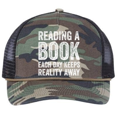 Book A Day Keeps Reality Away Avid Book Reader Gift Retro Rope Trucker Hat Cap