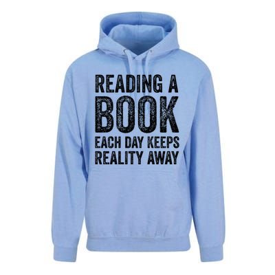 Book A Day Keeps Reality Away Avid Book Reader Gift Unisex Surf Hoodie