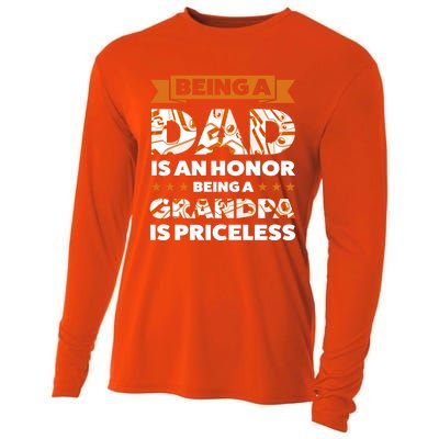 Being A Dad Is An Honor Being A Grandpa Family Gift Cooling Performance Long Sleeve Crew