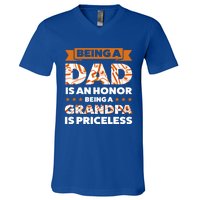 Being A Dad Is An Honor Being A Grandpa Family Gift V-Neck T-Shirt