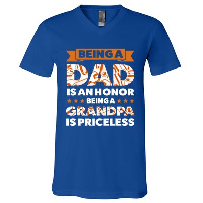 Being A Dad Is An Honor Being A Grandpa Family Gift V-Neck T-Shirt