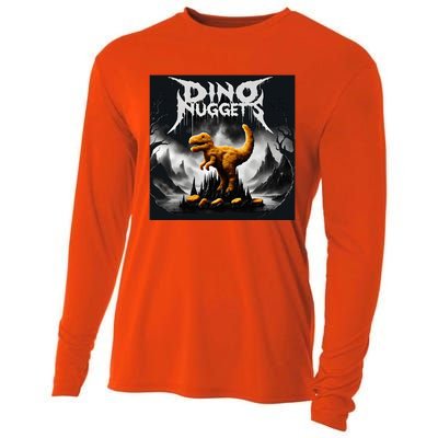 Black Aesthetic Dino Nuggets Death Metal Music Chicken Nugs Cooling Performance Long Sleeve Crew