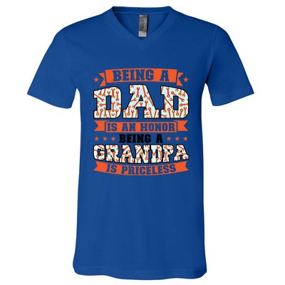 Being A Dad Is An Honor Being A Grandpa Graddad Gift V-Neck T-Shirt