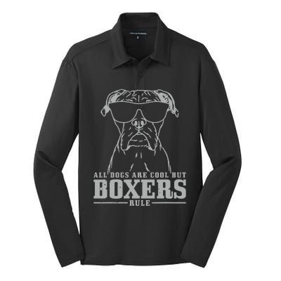 Boxer All Dogs Are Cool But Boxers Rule Funny Silk Touch Performance Long Sleeve Polo