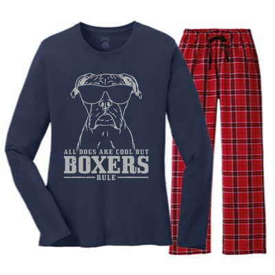 Boxer All Dogs Are Cool But Boxers Rule Funny Women's Long Sleeve Flannel Pajama Set 