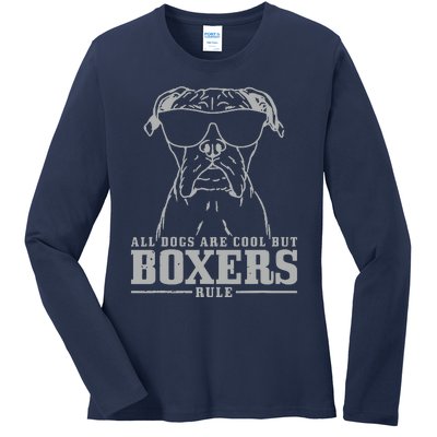 Boxer All Dogs Are Cool But Boxers Rule Funny Ladies Long Sleeve Shirt