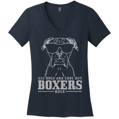 Boxer All Dogs Are Cool But Boxers Rule Funny Women's V-Neck T-Shirt