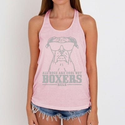 Boxer All Dogs Are Cool But Boxers Rule Funny Women's Knotted Racerback Tank