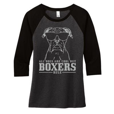 Boxer All Dogs Are Cool But Boxers Rule Funny Women's Tri-Blend 3/4-Sleeve Raglan Shirt