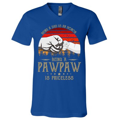 Being A Dad Is An Honor Being A Pawpaw Is Priceless Gift V-Neck T-Shirt