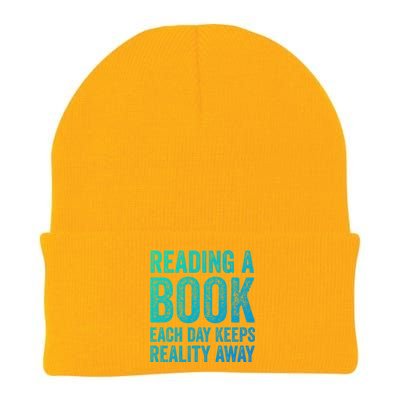 Book A Day Keeps Reality Away Avid Book Reader Gift Knit Cap Winter Beanie