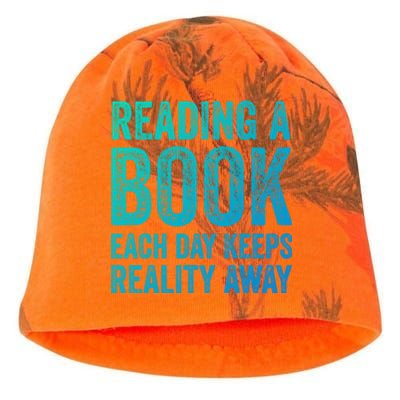 Book A Day Keeps Reality Away Avid Book Reader Gift Kati - Camo Knit Beanie