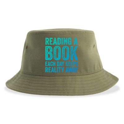 Book A Day Keeps Reality Away Avid Book Reader Gift Sustainable Bucket Hat