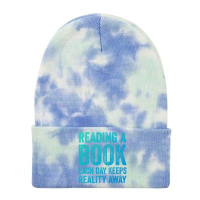 Book A Day Keeps Reality Away Avid Book Reader Gift Tie Dye 12in Knit Beanie