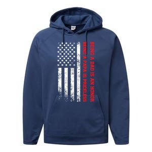 Being A Dad Is An Honor Dady Gift Performance Fleece Hoodie