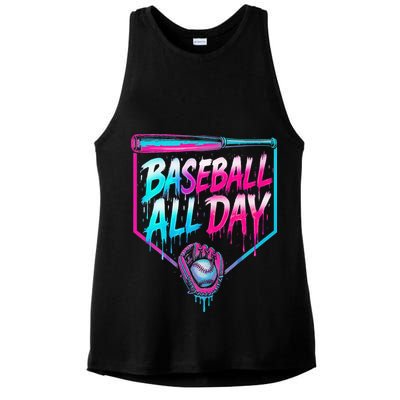 Baseball All Day Ice Cream Dripping Drip Ladies PosiCharge Tri-Blend Wicking Tank