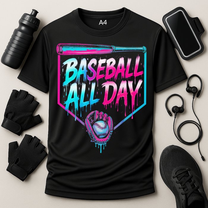 Baseball All Day Ice Cream Dripping Drip Cooling Performance Crew T-Shirt