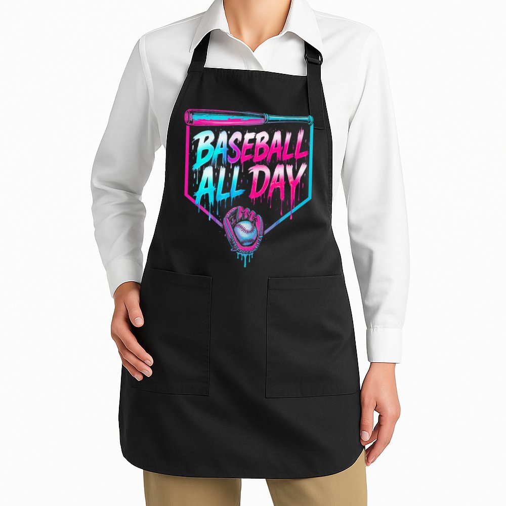 Baseball All Day Ice Cream Dripping Drip Apron