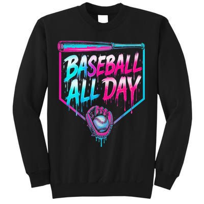 Baseball All Day Ice Cream Dripping Drip Sweatshirt