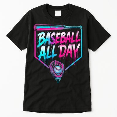 Baseball All Day Ice Cream Dripping Drip Tall T-Shirt