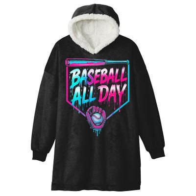 Baseball All Day Ice Cream Dripping Drip Hooded Wearable Blanket
