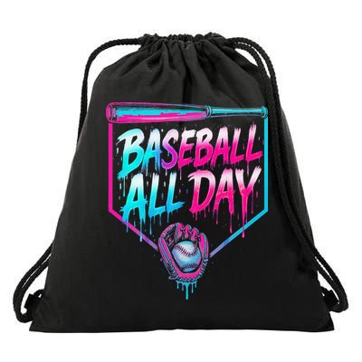 Baseball All Day Ice Cream Dripping Drip Drawstring Bag