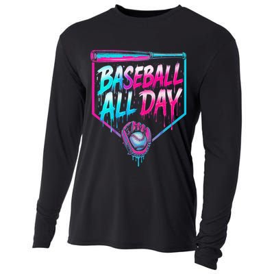 Baseball All Day Ice Cream Dripping Drip Cooling Performance Long Sleeve Crew