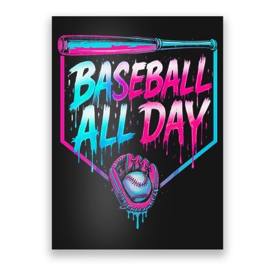 Baseball All Day Ice Cream Dripping Drip Poster