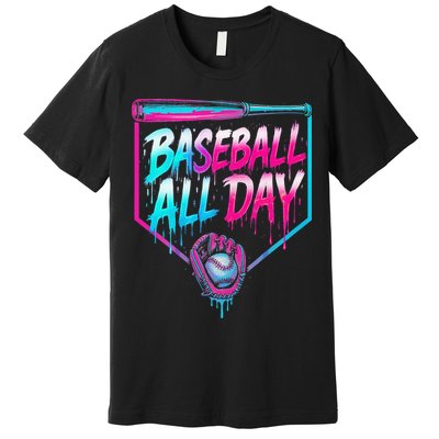 Baseball All Day Ice Cream Dripping Drip Premium T-Shirt