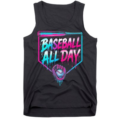 Baseball All Day Ice Cream Dripping Drip Tank Top