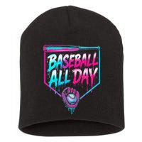 Baseball All Day Ice Cream Dripping Drip Short Acrylic Beanie