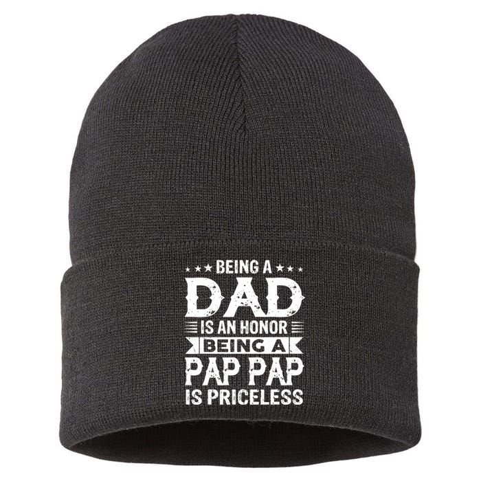 Being A Dad Is An Honor Being A Pap Pap Is Priceless Sustainable Knit Beanie