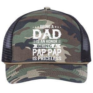 Being A Dad Is An Honor Being A Pap Pap Is Priceless Retro Rope Trucker Hat Cap