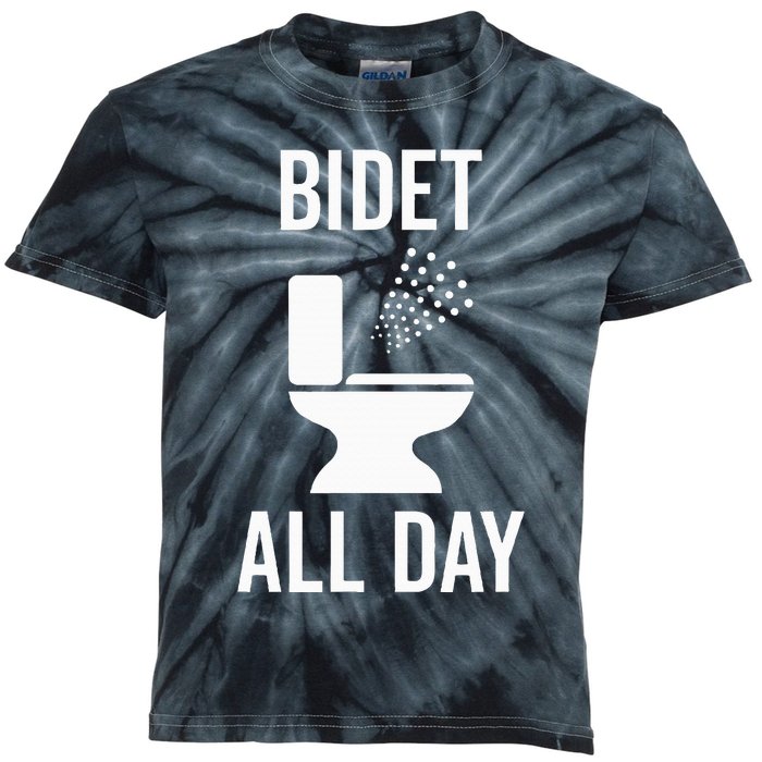 Bidet All Day Bidet Awareness For Good Toilet Health Kids Tie-Dye T-Shirt