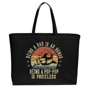 Being A Dad Is An Honor Being A Poppop Is Priceless Poppop Cotton Canvas Jumbo Tote