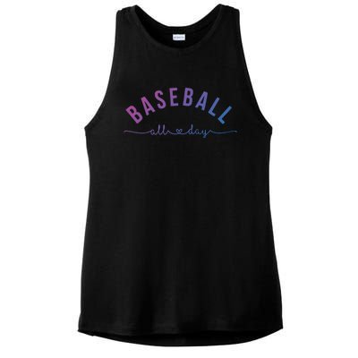 Baseball All Day Baseball Mom Gift Baseball Mom Gift Ladies PosiCharge Tri-Blend Wicking Tank