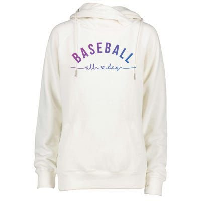 Baseball All Day Baseball Mom Gift Baseball Mom Gift Womens Funnel Neck Pullover Hood