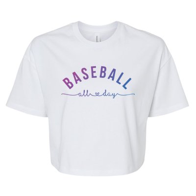 Baseball All Day Baseball Mom Gift Baseball Mom Gift Bella+Canvas Jersey Crop Tee