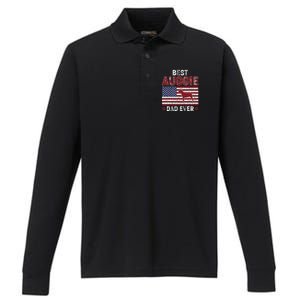 Best Auggie Dad Ever American Flag Dog Dad Performance Long Sleeve Polo