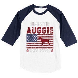 Best Auggie Dad Ever American Flag Dog Dad Baseball Sleeve Shirt